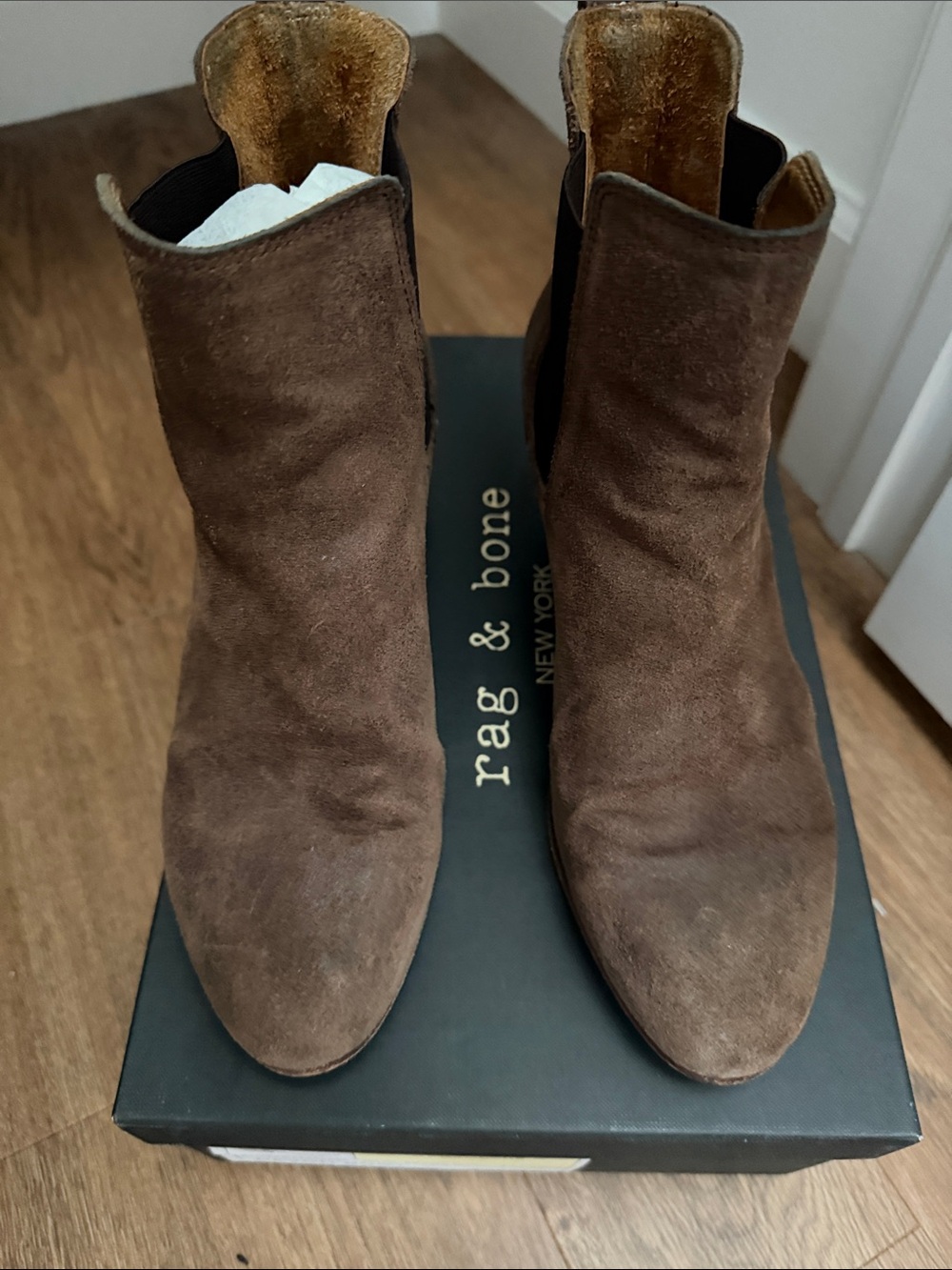 rag & bone Devon Dark Brown Suede Ankle Boots Size 39 81/2. Western inspired